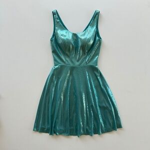 Ashley Lauren Prom Cocktail Dress Women's Size 2 Shimmery Metallic Blue